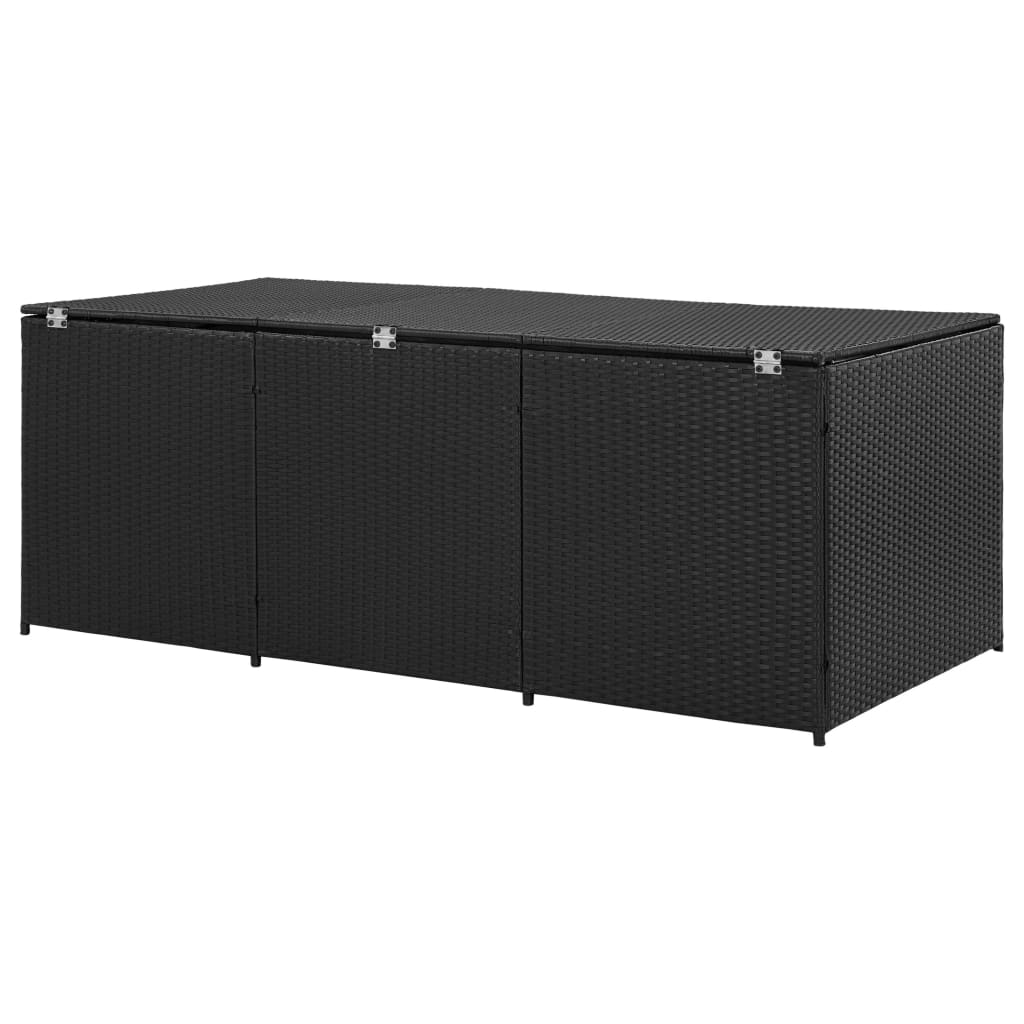 Baule da Giardino in Polyrattan 180x90x70 cm Nero - homemem39