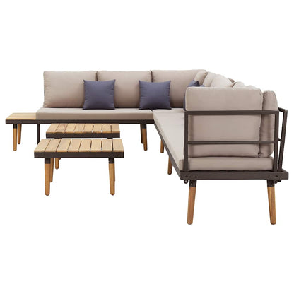 Set Divani da Giardino 7 Posti con Cuscini in Massello Acacia
