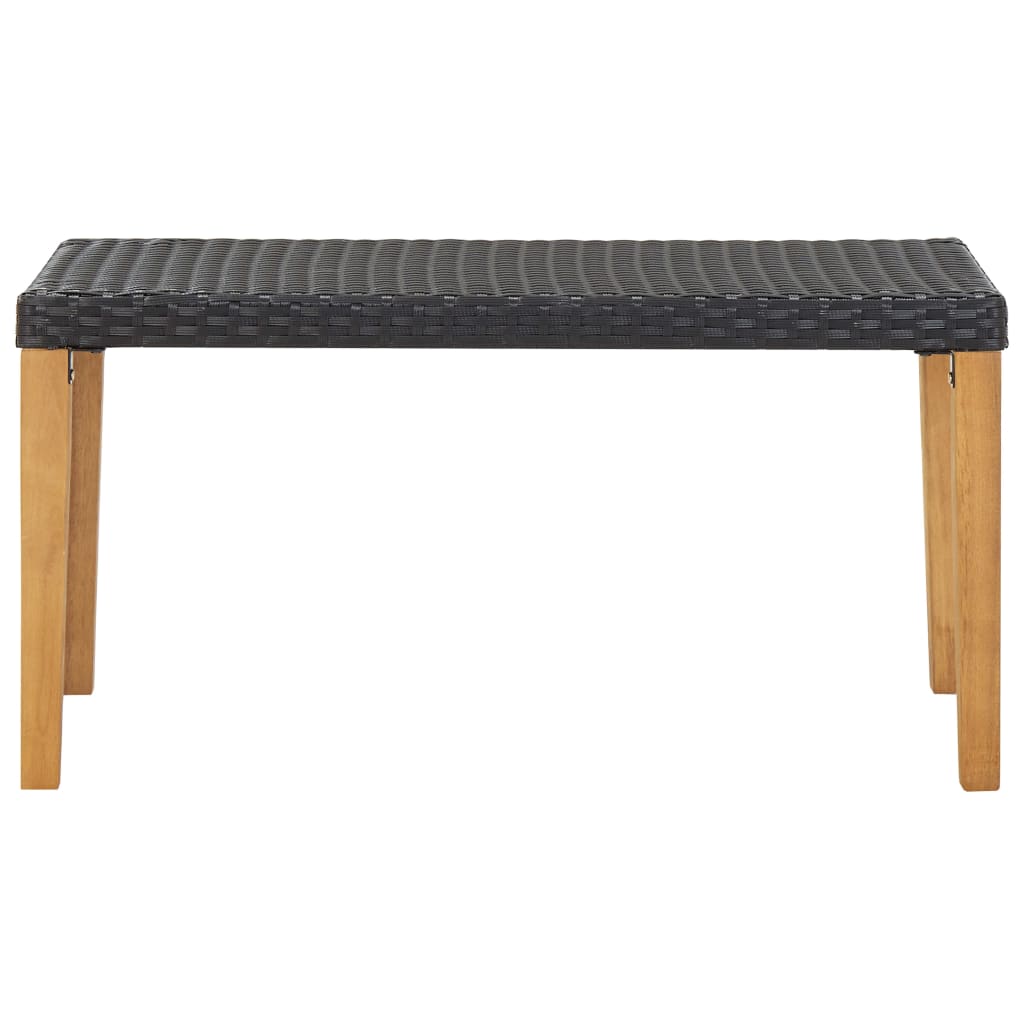 Panchina da Giardino 120 cm Nero Polyrattan e Massello d'Acacia - homemem39