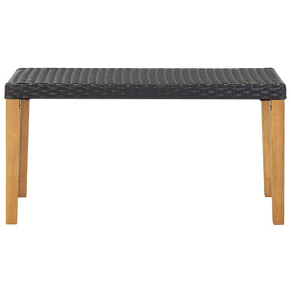 Panchina da Giardino 120 cm Nero Polyrattan e Massello d'Acacia - homemem39