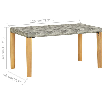 Panchina da Giardino 120 cm Grigia Polyrattan e Legno Acacia - homemem39