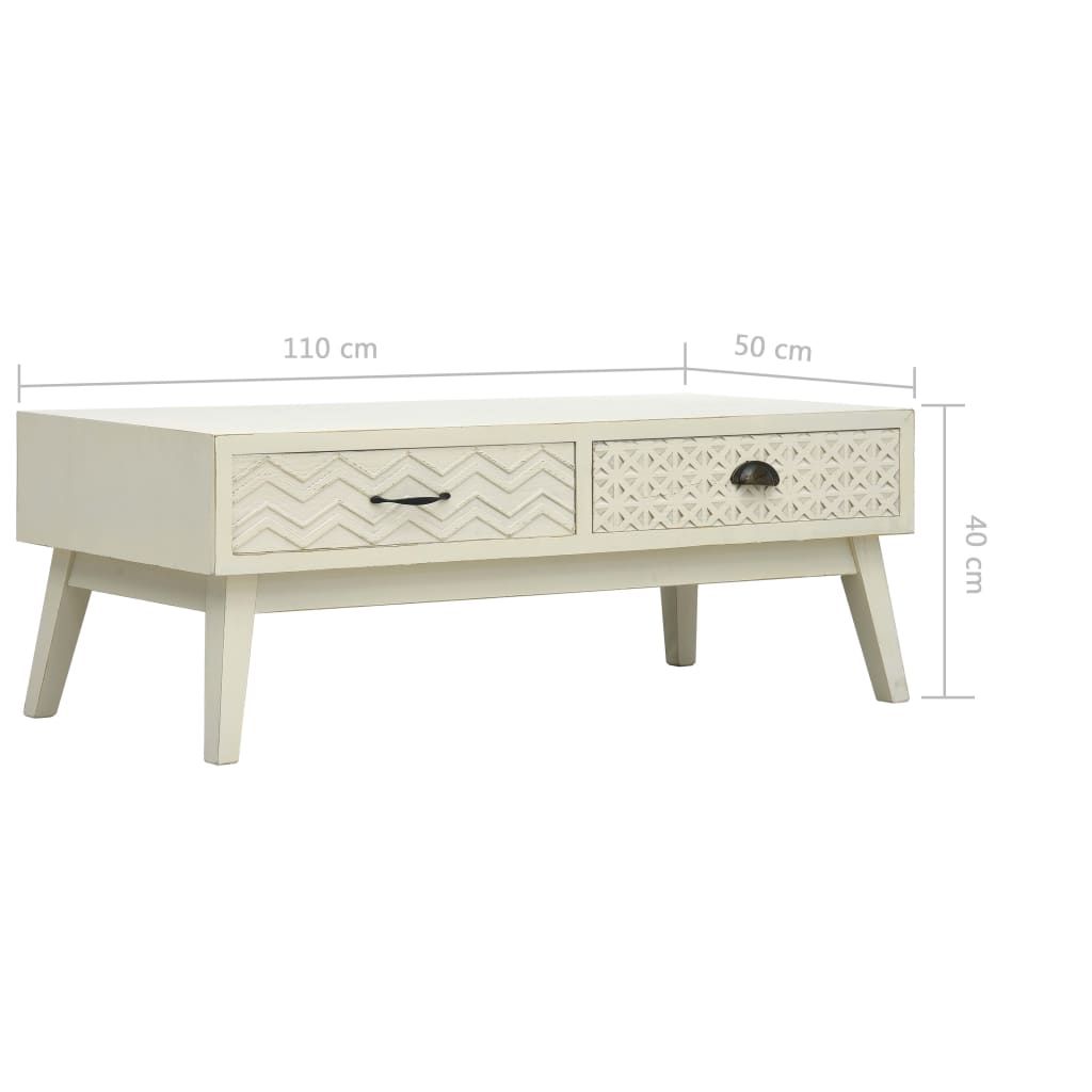 Tavolino Salotto 2 Cassetti Intagliati Grigio 110x50x40cm Legno | homemem39
