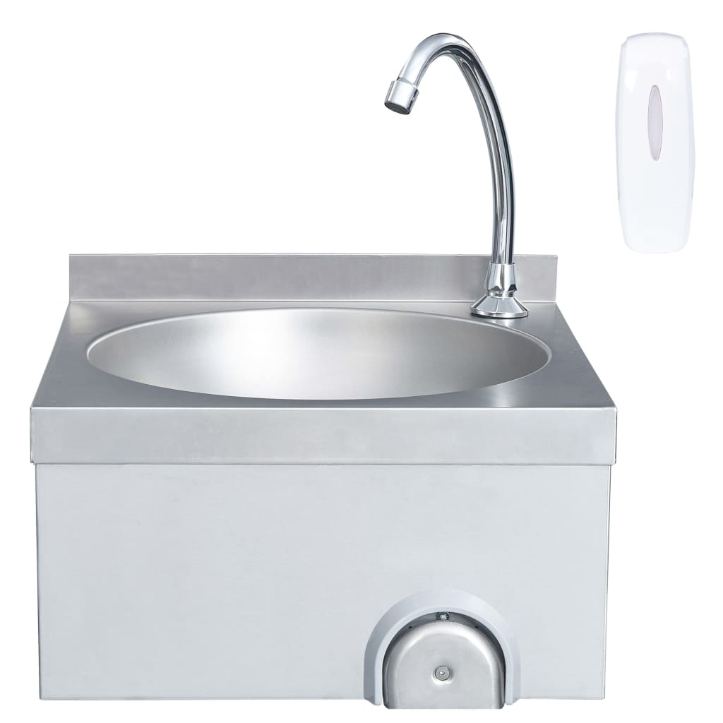 Lavandino con Rubinetto e Dispenser Sapone in Acciaio Inox - homemem39