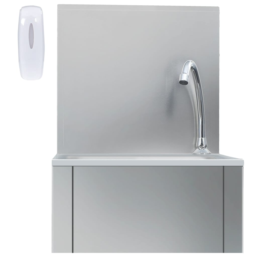 Lavandino con Rubinetto e Dispenser Sapone in Acciaio Inox | homemem39