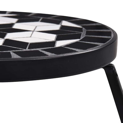 Tavolini con Mosaico 3 pz Nero e Bianco in Ceramica | homemem39