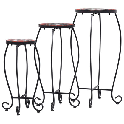 Tavolini con Mosaico 3 pz Terracotta e Bianco in Ceramica - homemem39