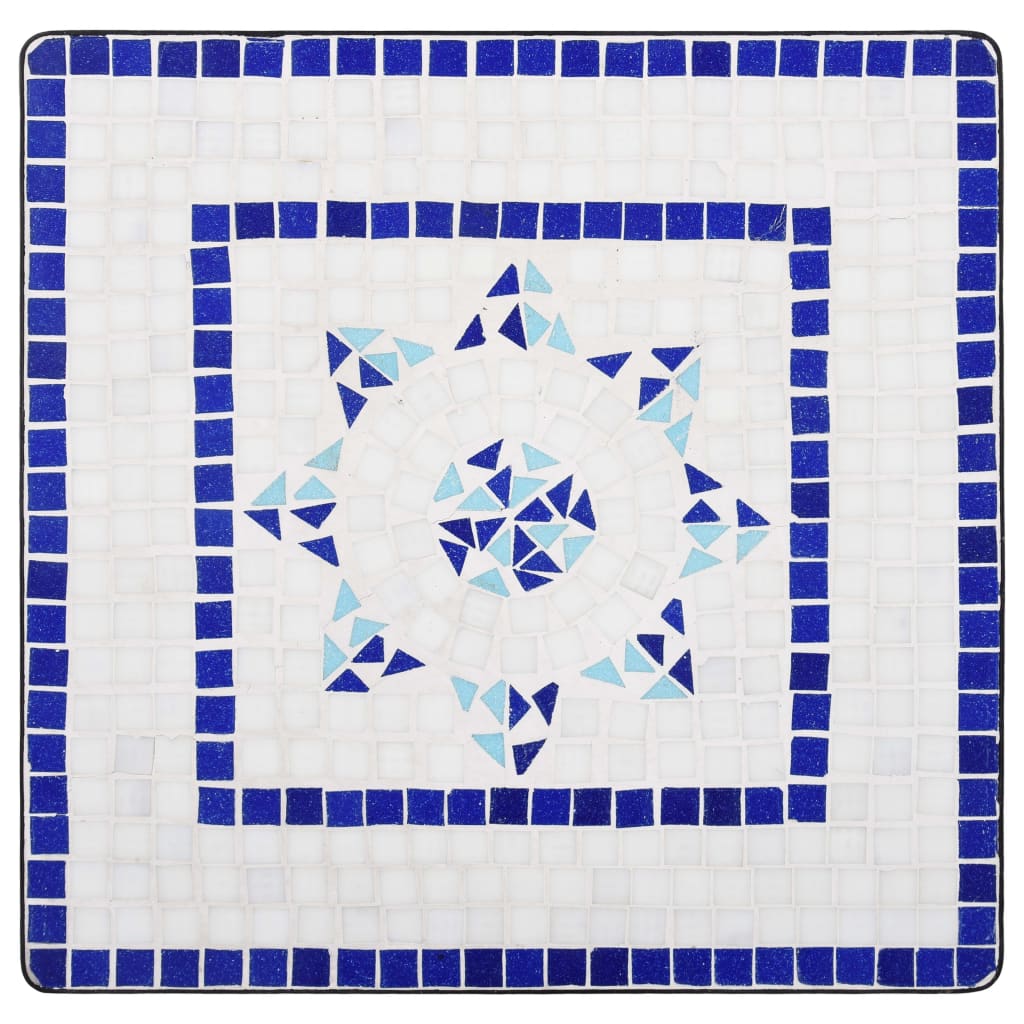 Tavolino da Bistrot con Mosaico Blu e Bianco 60 cm in Ceramica