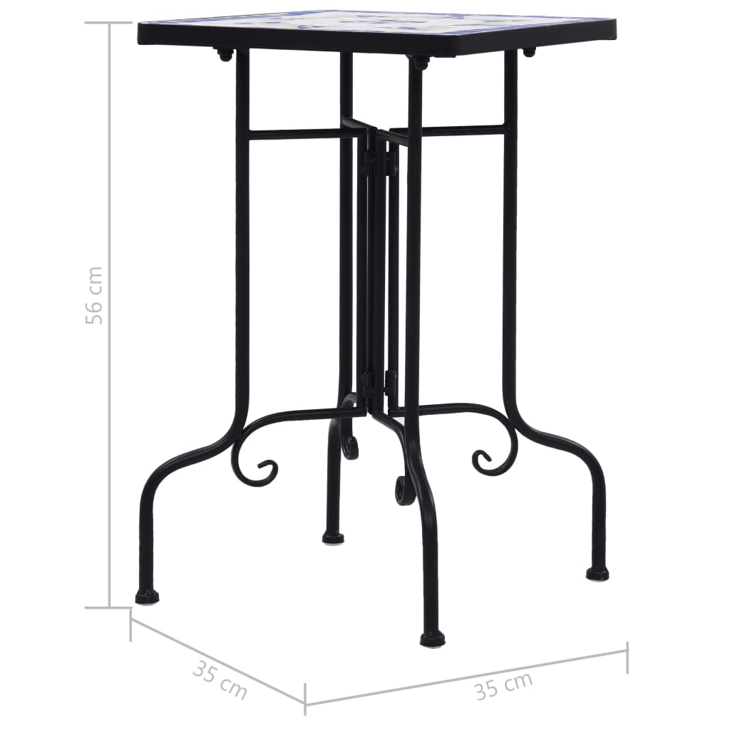 Tavolino di Servizio con Mosaico Blu e Bianco in Ceramica - homemem39