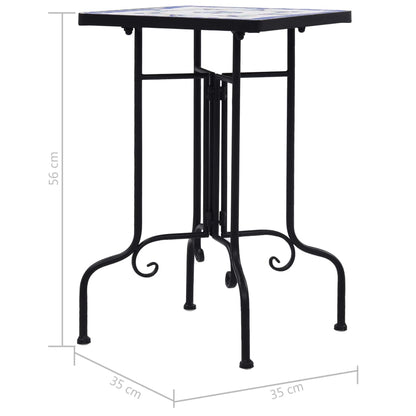 Tavolino di Servizio con Mosaico Blu e Bianco in Ceramica - homemem39