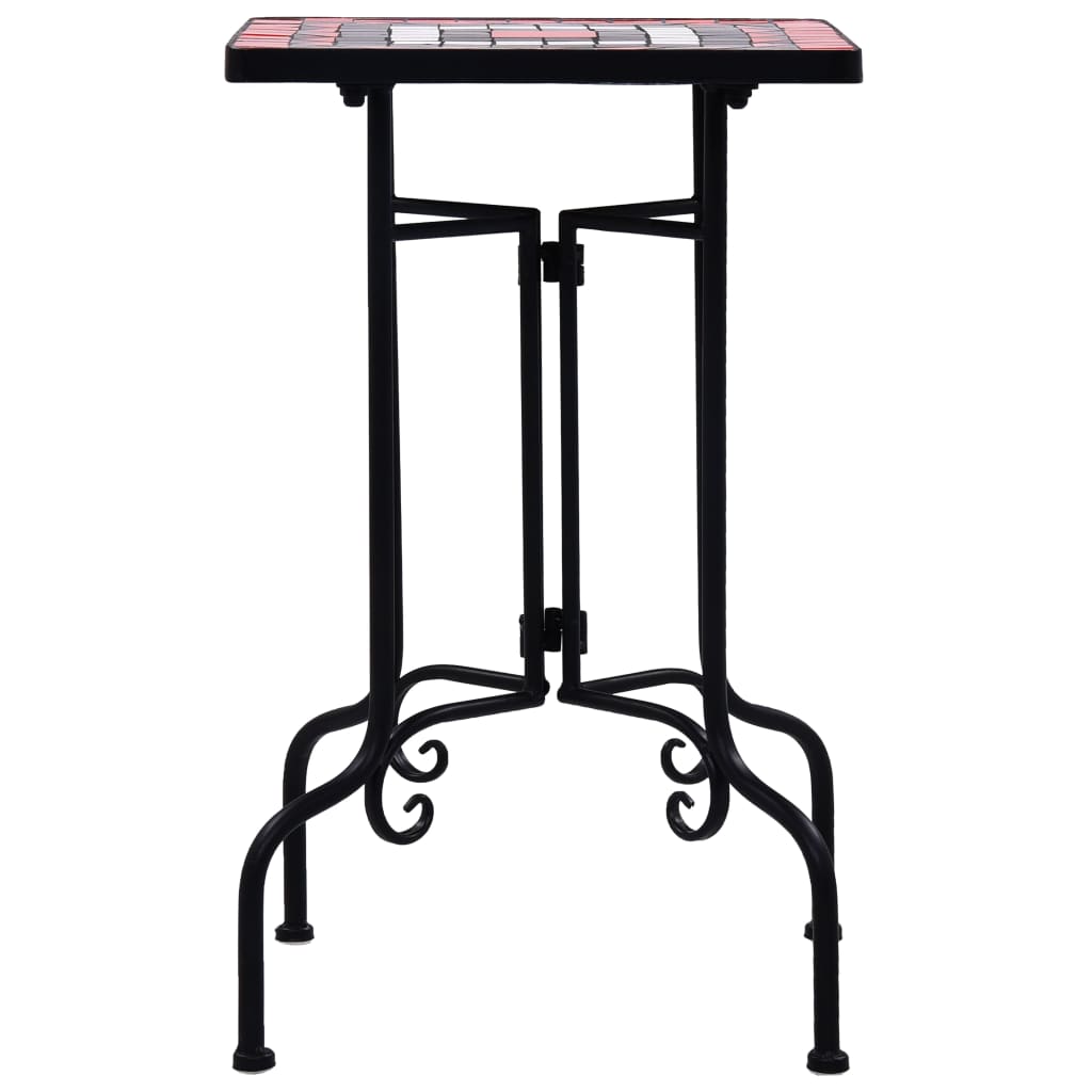 Tavolino di Servizio Mosaico Terracotta e Bianco in Ceramica - homemem39