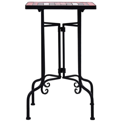 Tavolino di Servizio Mosaico Terracotta e Bianco in Ceramica - homemem39