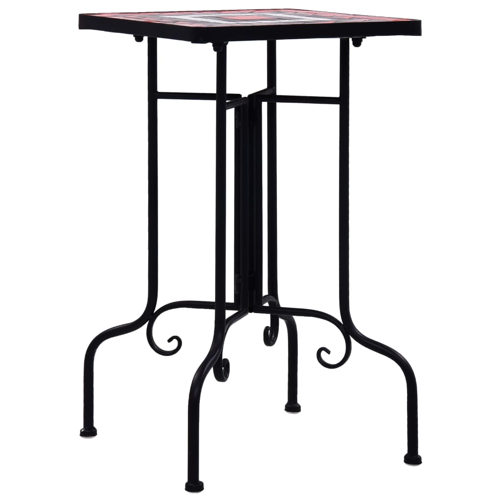 Tavolino di Servizio Mosaico Terracotta e Bianco in Ceramica - homemem39