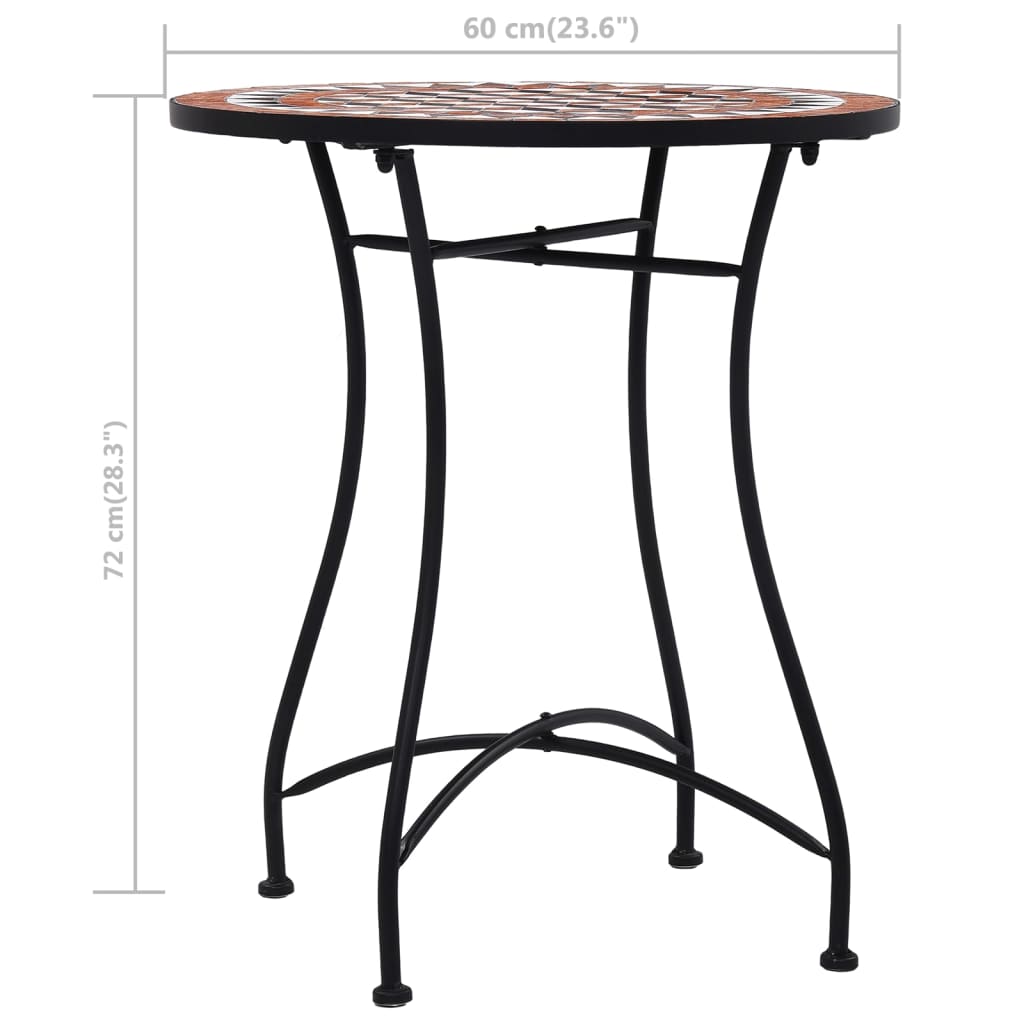 Tavolino da Bistrot con Mosaico Marrone 60 cm in Ceramica | homemem39