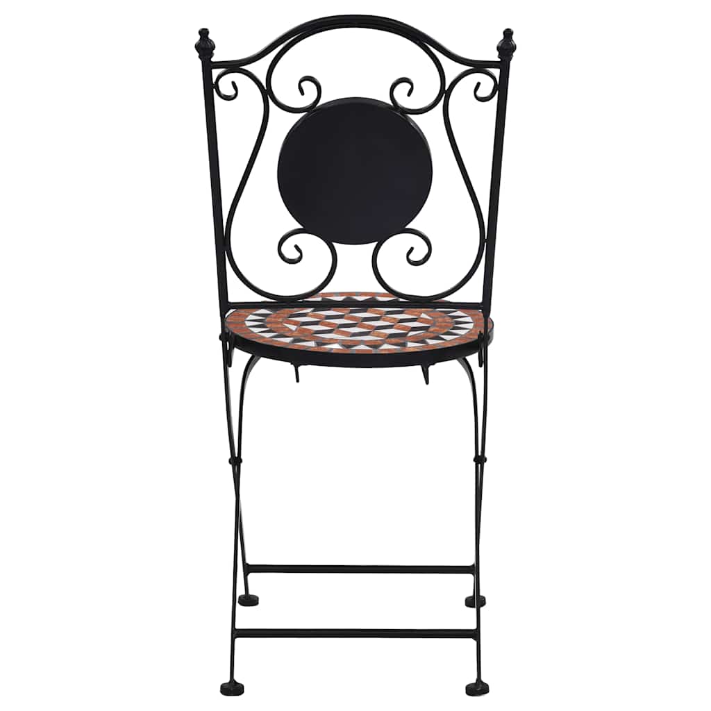 Sedie da Bistrò con Mosaico 2 pz Marroni in Ceramica