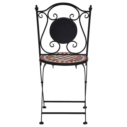 Sedie da Bistrò con Mosaico 2 pz Marroni in Ceramica
