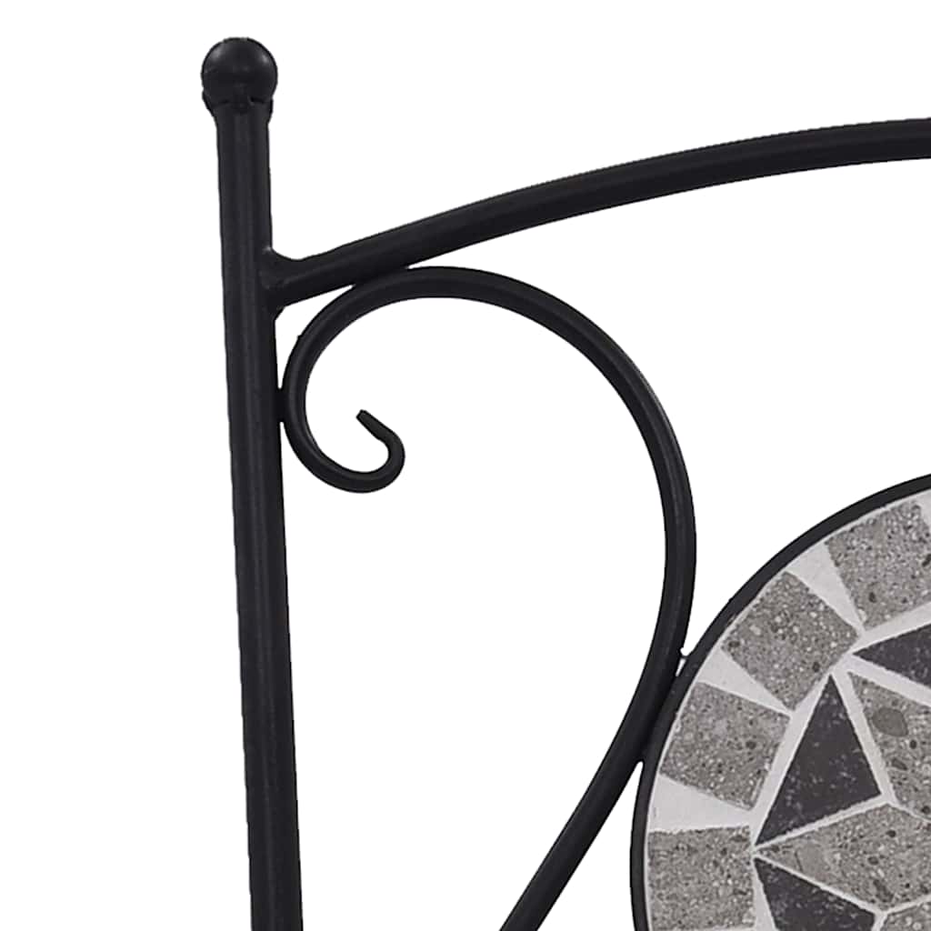 Sedie da Bistrò con Mosaico 2 pz Grigie - homemem39