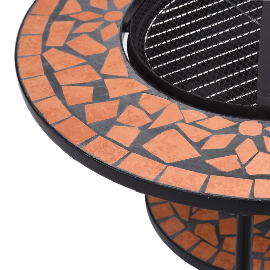 Tavolo con Braciere a Mosaico Terracotta 68 cm in Ceramica - homemem39