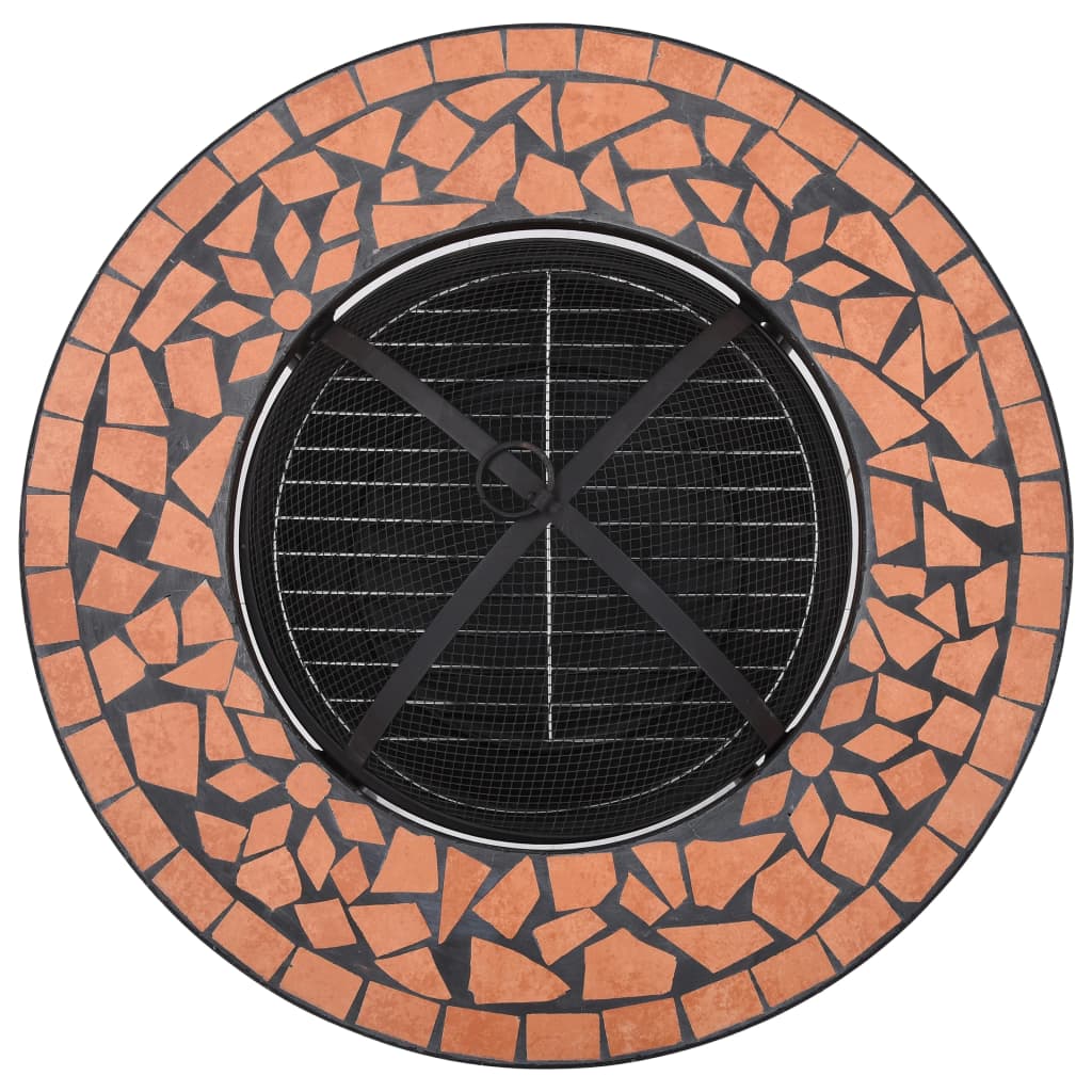 Tavolo con Braciere a Mosaico Terracotta 68 cm in Ceramica - homemem39