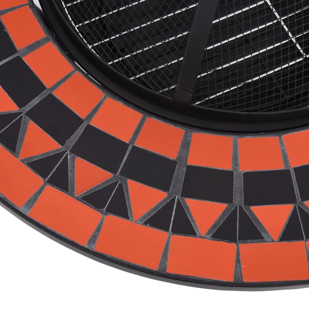 Tavolo con Braciere Mosaico Terracotta e Bianco 68 cm Ceramica - homemem39