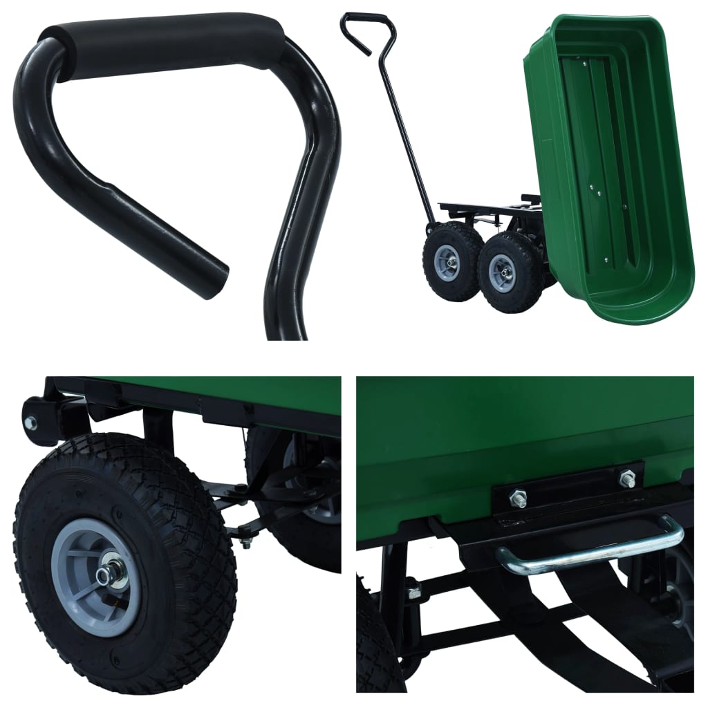 Carrello Manuale Ribaltabile da Giardino 300 kg 75 L Verde - homemem39