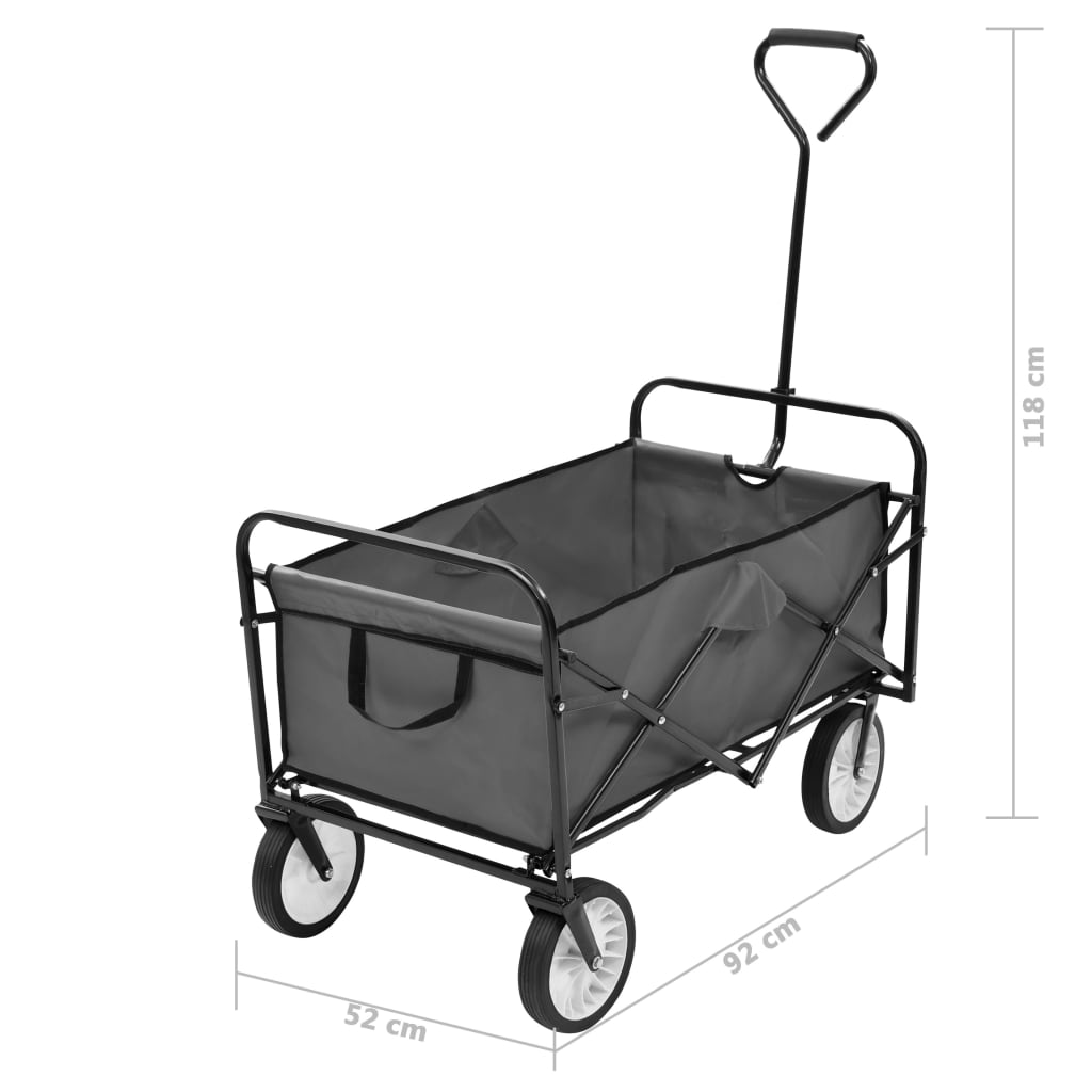 Carrello Pieghevole a Mano in Acciaio Grigio