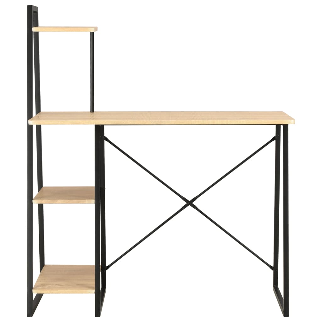Scrivania con Mensole Nera e Rovere 102x50x117 cm | homemem39