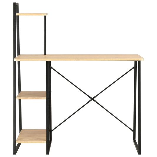 Scrivania con Mensole Nera e Rovere 102x50x117 cm | homemem39