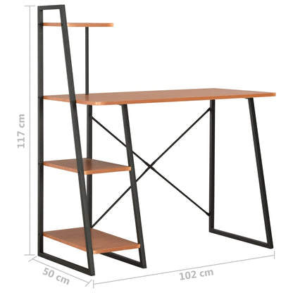 Scrivania con Mensole Nera e Marrone 102x50x117 cm | homemem39