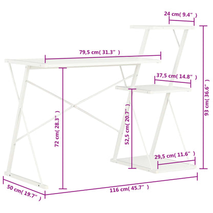 Scrivania con Ripiano Bianca 116x50x93 cm | homemem39