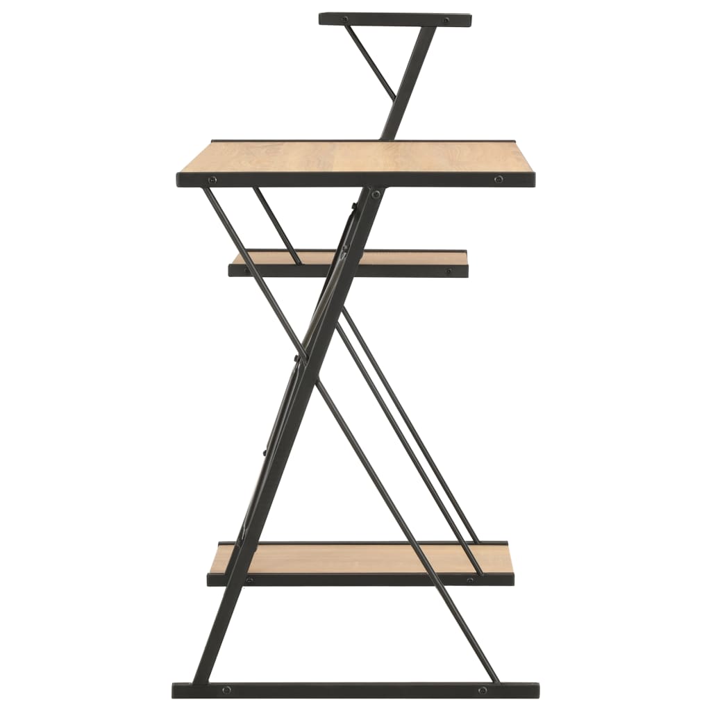 Scrivania con Ripiano Nera e Rovere 116x50x93 cm - homemem39