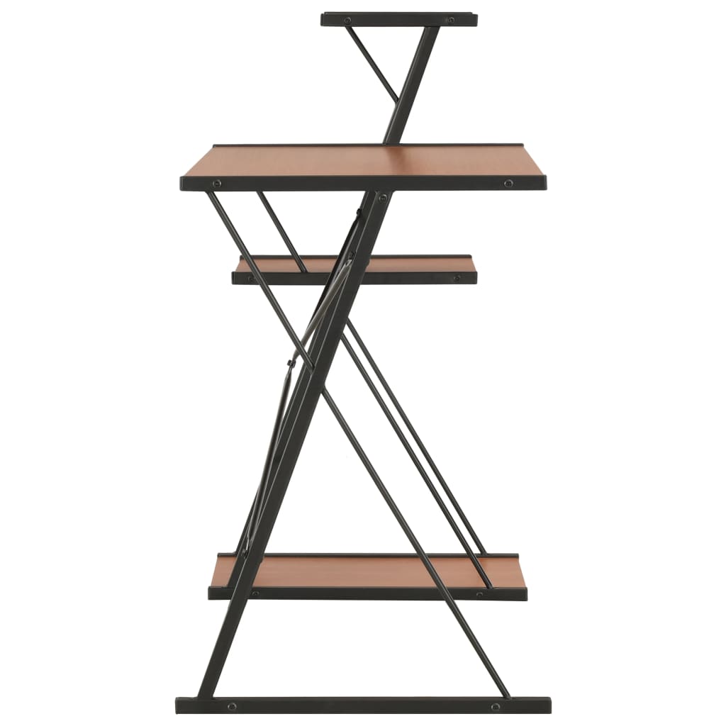 Scrivania con Ripiano Nera e Marrone 116x50x93 cm - homemem39