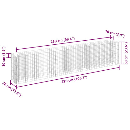 Gabbione Letto Rialzato in Acciaio Zincato 270x30x60 cm - homemem39