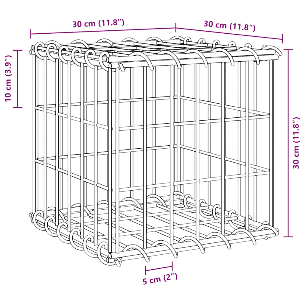 Gabbione Letto Rialzato a Cubo in Filo di Acciaio 30x30x30 cm