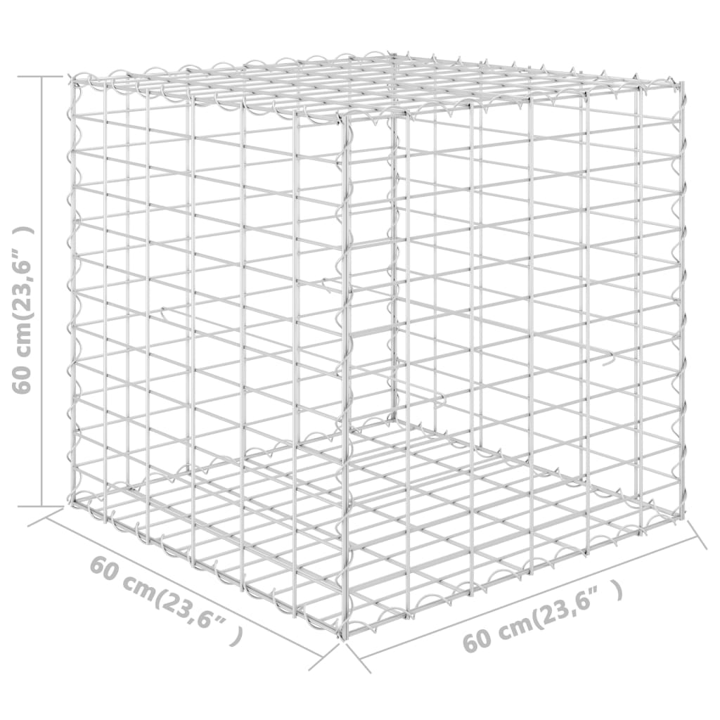 Gabbione Letto Rialzato a Cubo in Filo di Acciaio 60x60x60 cm - homemem39