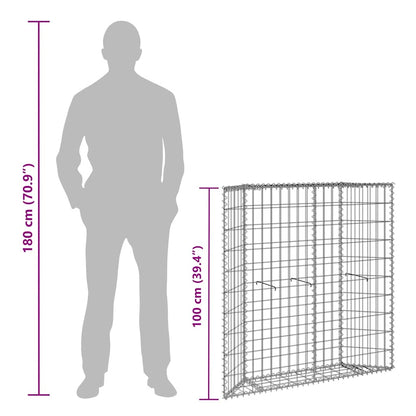 Gabbione Letto Rialzato Trapezio Acciaio Zincato 100x20x100 cm