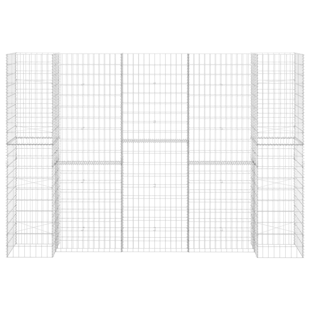 Gabbione Fioriera ad "H" in Filo di Acciaio 260x40x180 cm - homemem39