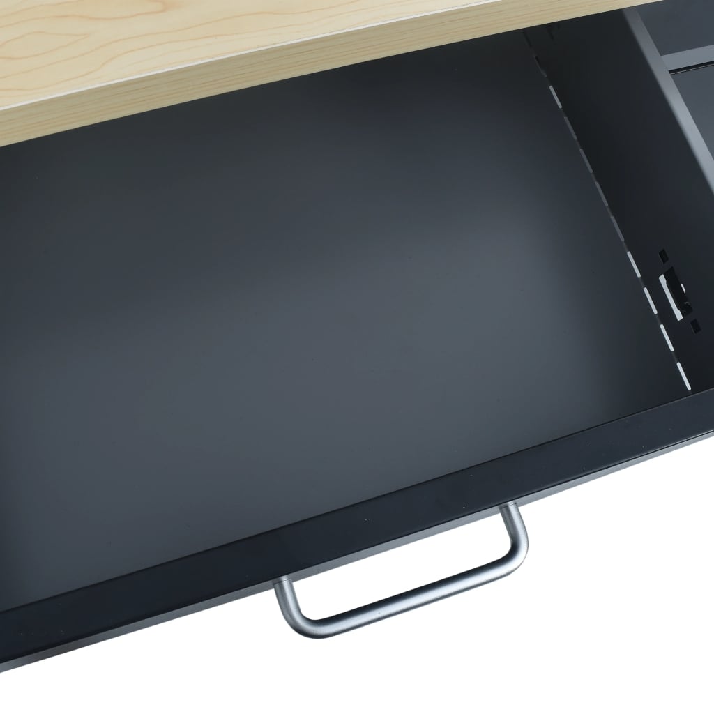 Banco da Lavoro Nero 120x60x85 cm in Acciaio - homemem39