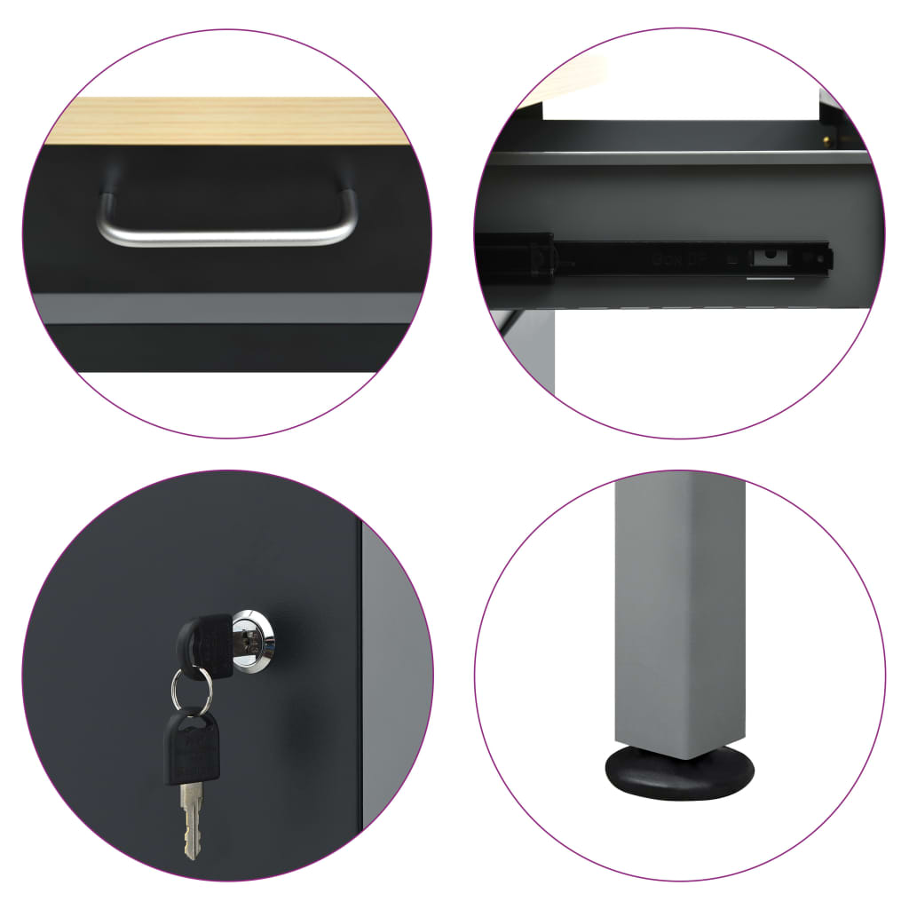 Banco da Lavoro Nero 160x60x85 cm in Acciaio - homemem39