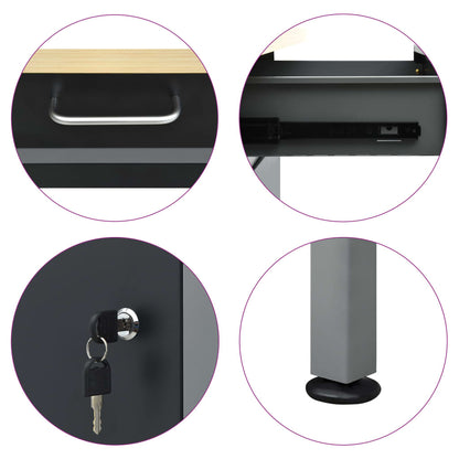 Banco da Lavoro Nero 160x60x85 cm in Acciaio - homemem39