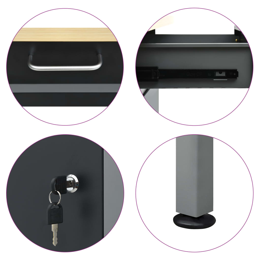 Banco da Lavoro Nero 160x60x85 cm in Acciaio - homemem39