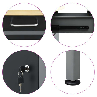 Banco da Lavoro Nero 160x60x85 cm in Acciaio - homemem39