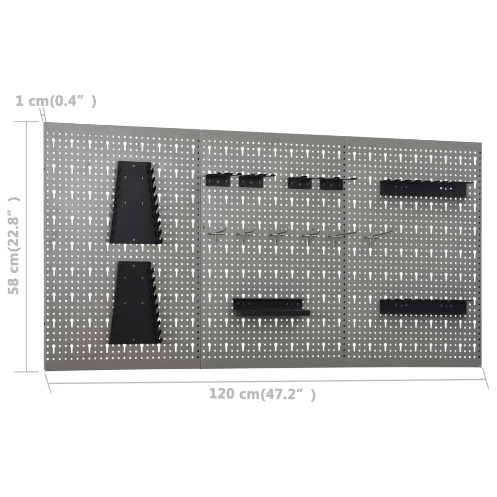 Pannelli per Utensili a Parete 3 pz 40x58 cm Acciaio | homemem39