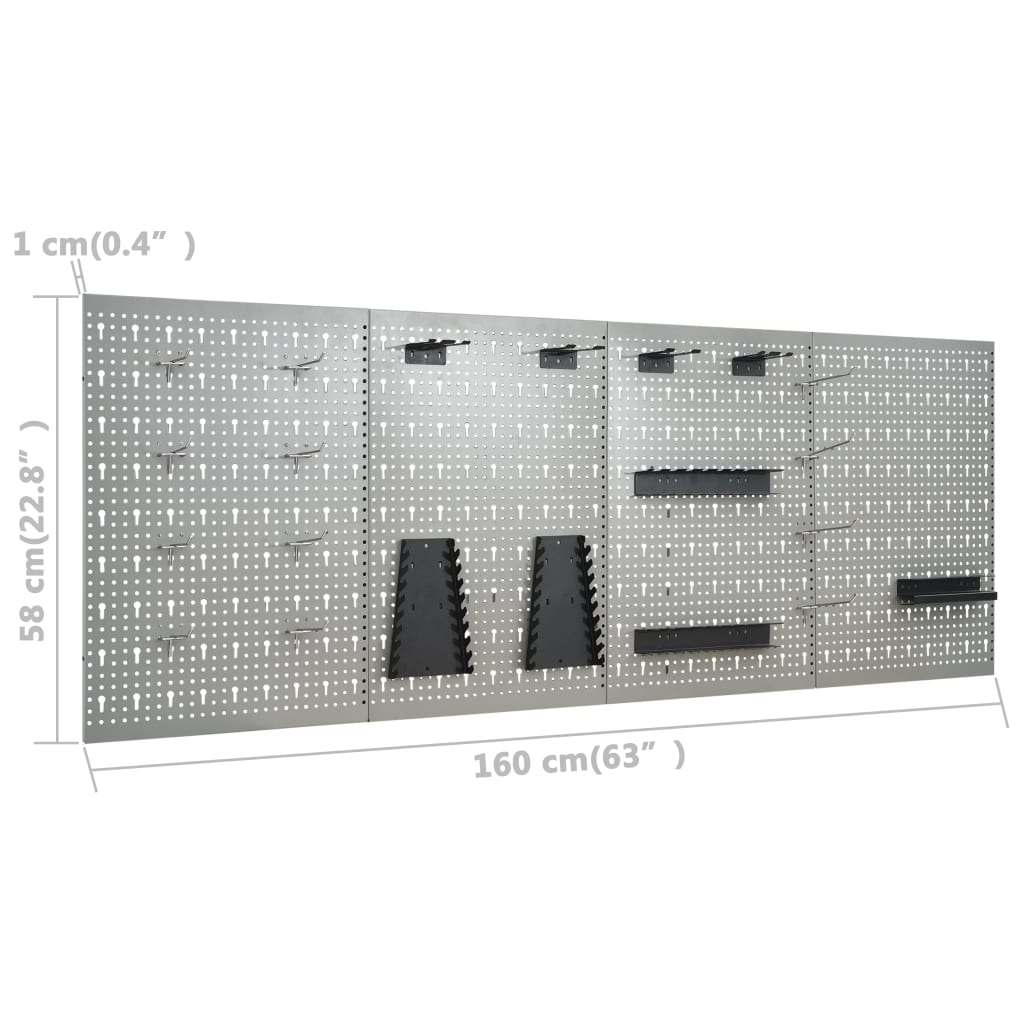Pannelli per Utensili a Parete 4 pz 40x58 cm Acciaio | homemem39