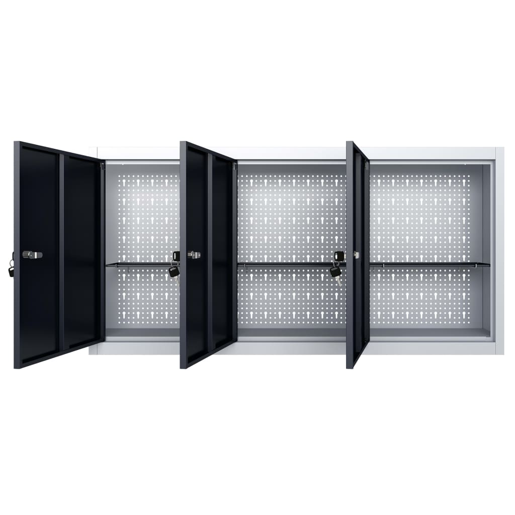 Armadio a Parete Stile Industriale in Metallo Grigio Nero | homemem39