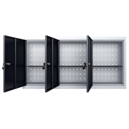 Armadio a Parete Stile Industriale in Metallo Grigio Nero | homemem39