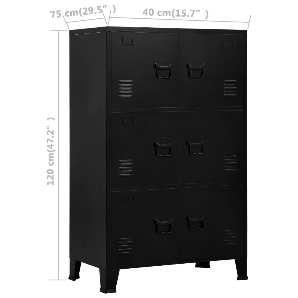 Armadio Classificatore Industriale Nero 75x40x120 cm in Acciaio