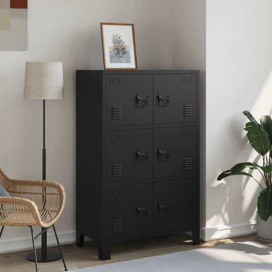 Armadio Classificatore Industriale Nero 75x40x120 cm in Acciaio | homemem39