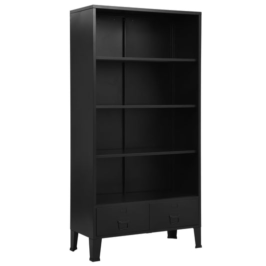 Libreria Industriale Nera 90x40x180 cm in Acciaio