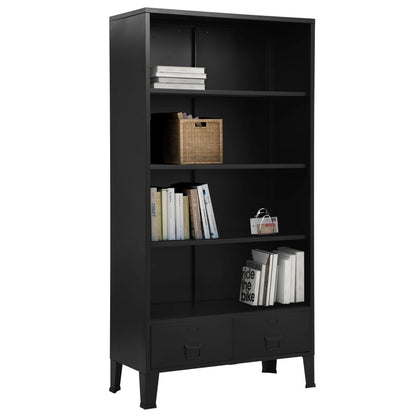 Libreria Industriale Nera 90x40x180 cm in Acciaio