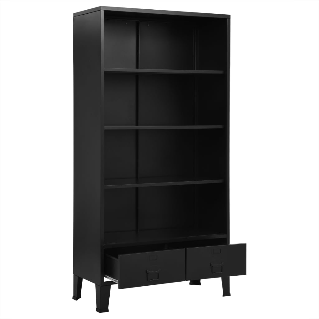 Libreria Industriale Nera 90x40x180 cm in Acciaio